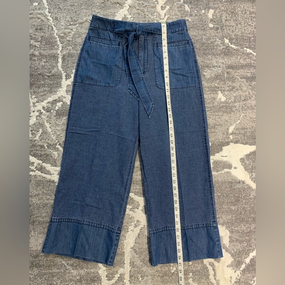 NWT J.Crew Cropped Chambray Pants with tie size 8 - Picture 10 of 10